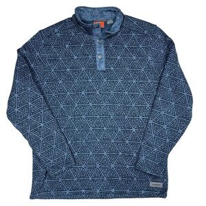 Merrell Pullover Men's Size Large Sweater 1/4 snap Blue Kolchak Geometric Design